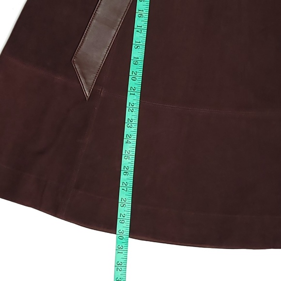 TREND ALERT ALICE + OLIVIA Martine Brown Suede A-line Midi Skirt w Belt size 4 - Picture 12 of 12